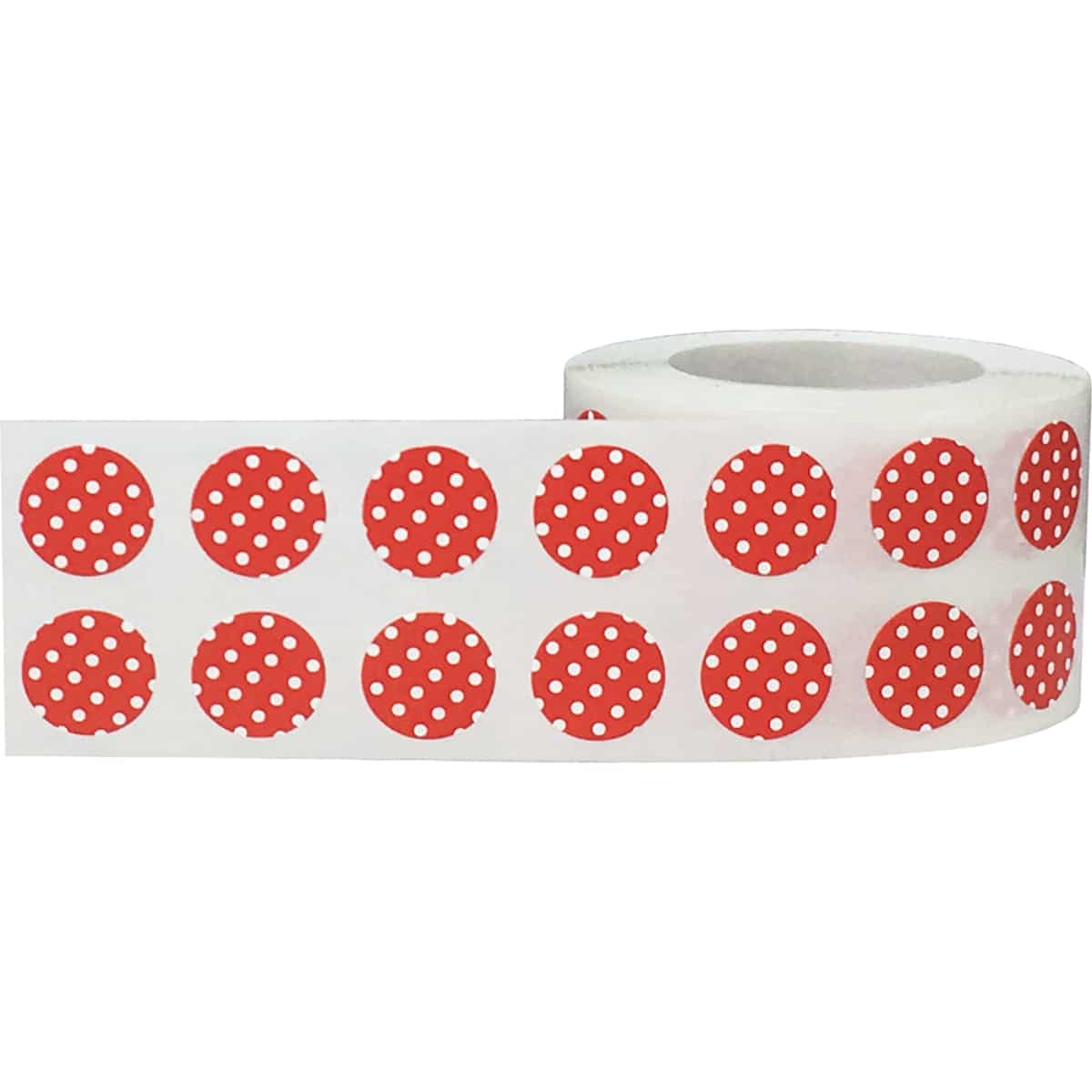 Red With White Polka Dot Stickers 1/2" Round