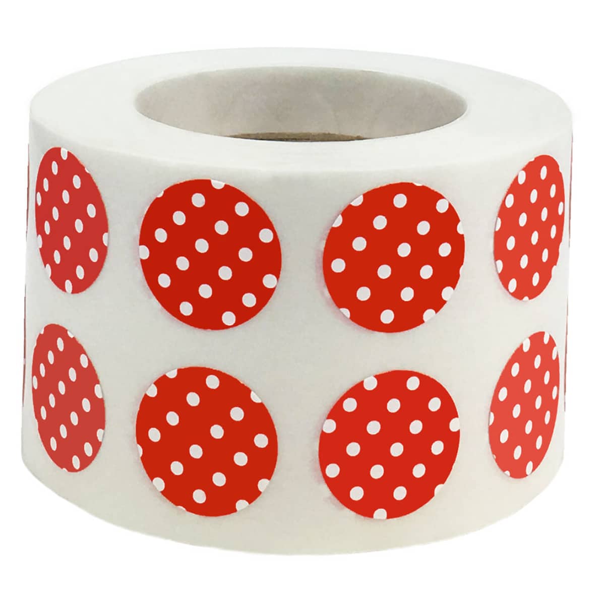 Red With White Polka Dot Stickers 1/2" Round