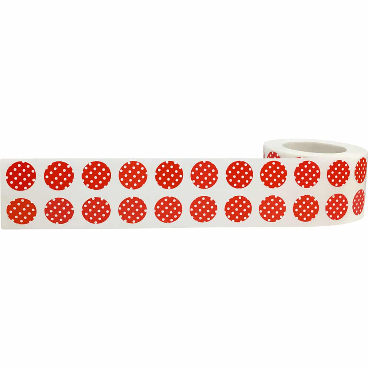 Red With White Polka Dot Stickers 1/2" Round