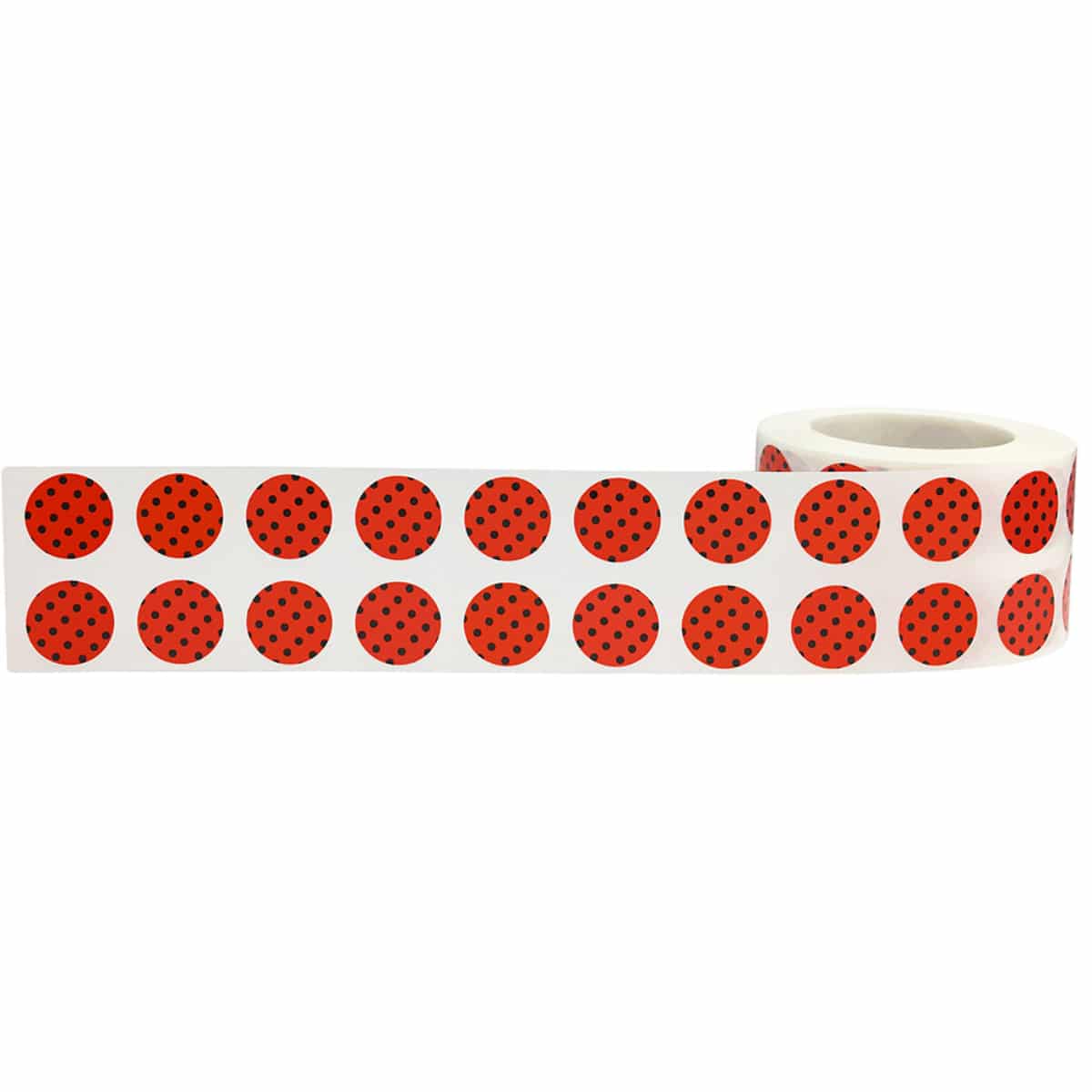 QTY 1,000 Red With Black Polka Dot Stickers 1/2" Round