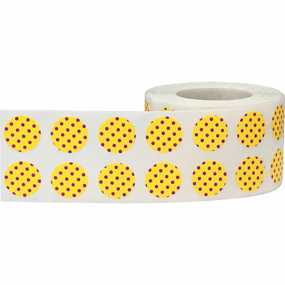 Yellow With Lilac Polka Dot Stickers 1/2" Round