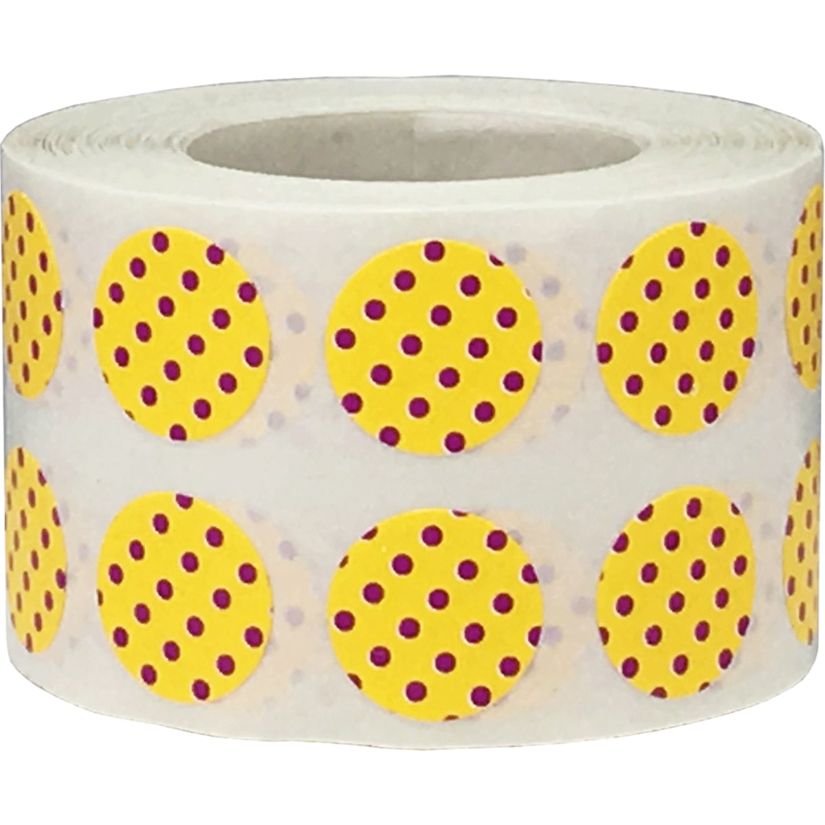 Yellow With Lilac Polka Dot Stickers 1/2" Round