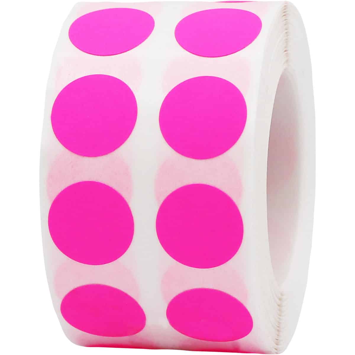 Small Fluorescent Pink Dot Stickers 1/2" Round