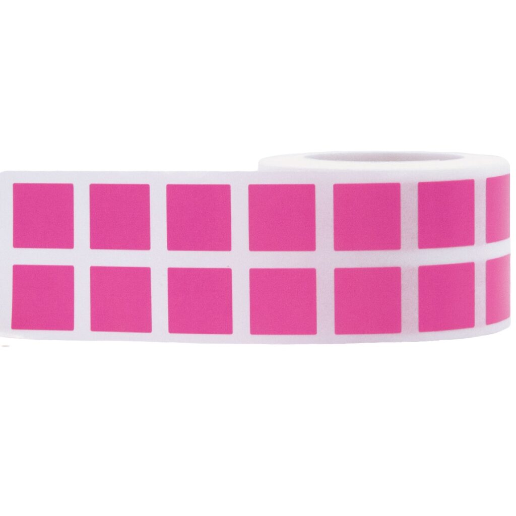 Small Hot Pink Colored Square Stickers 1/2