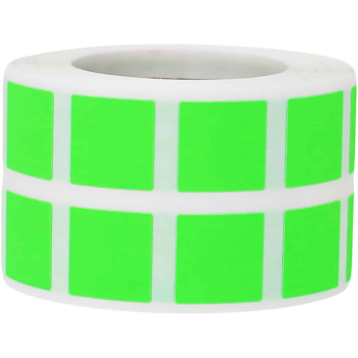 Small Fluorescent Green Stickers 1/2" Square