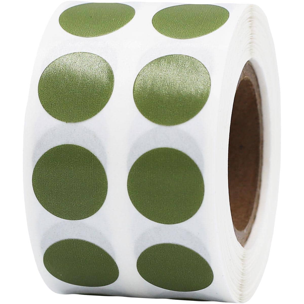 Small Olive Green Dot Stickers 1/2" Round