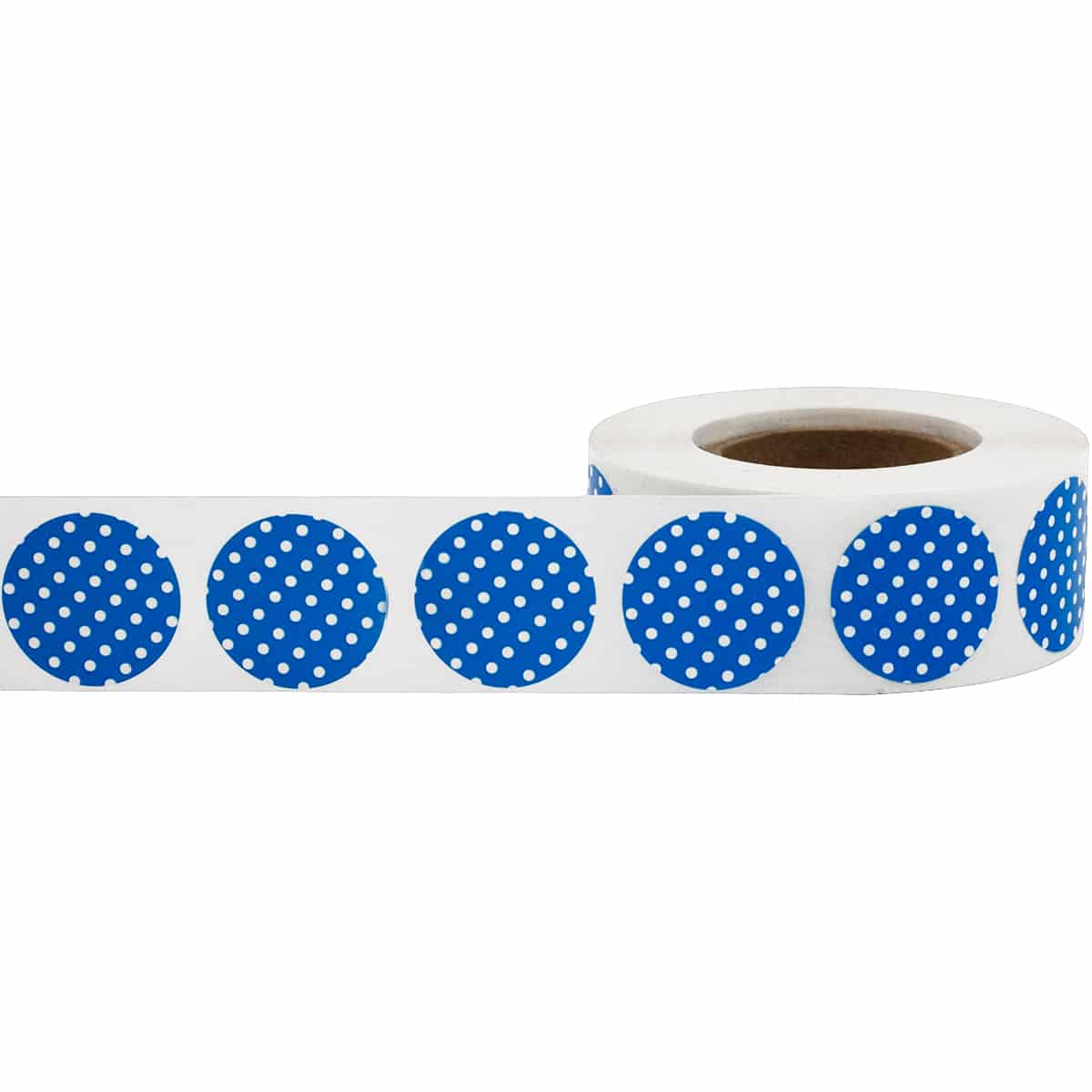 Blue With White Polka Dot Labels 3/4" Round