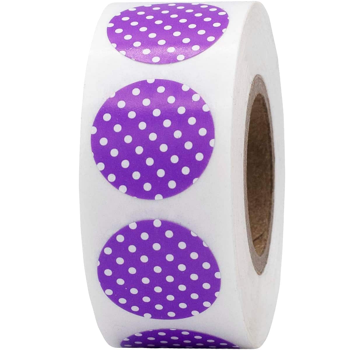 Purple With White Polka Dot Labels 3/4" Round