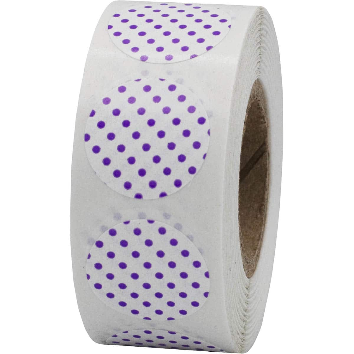 White With Purple Polka Dot Labels 3/4" Round