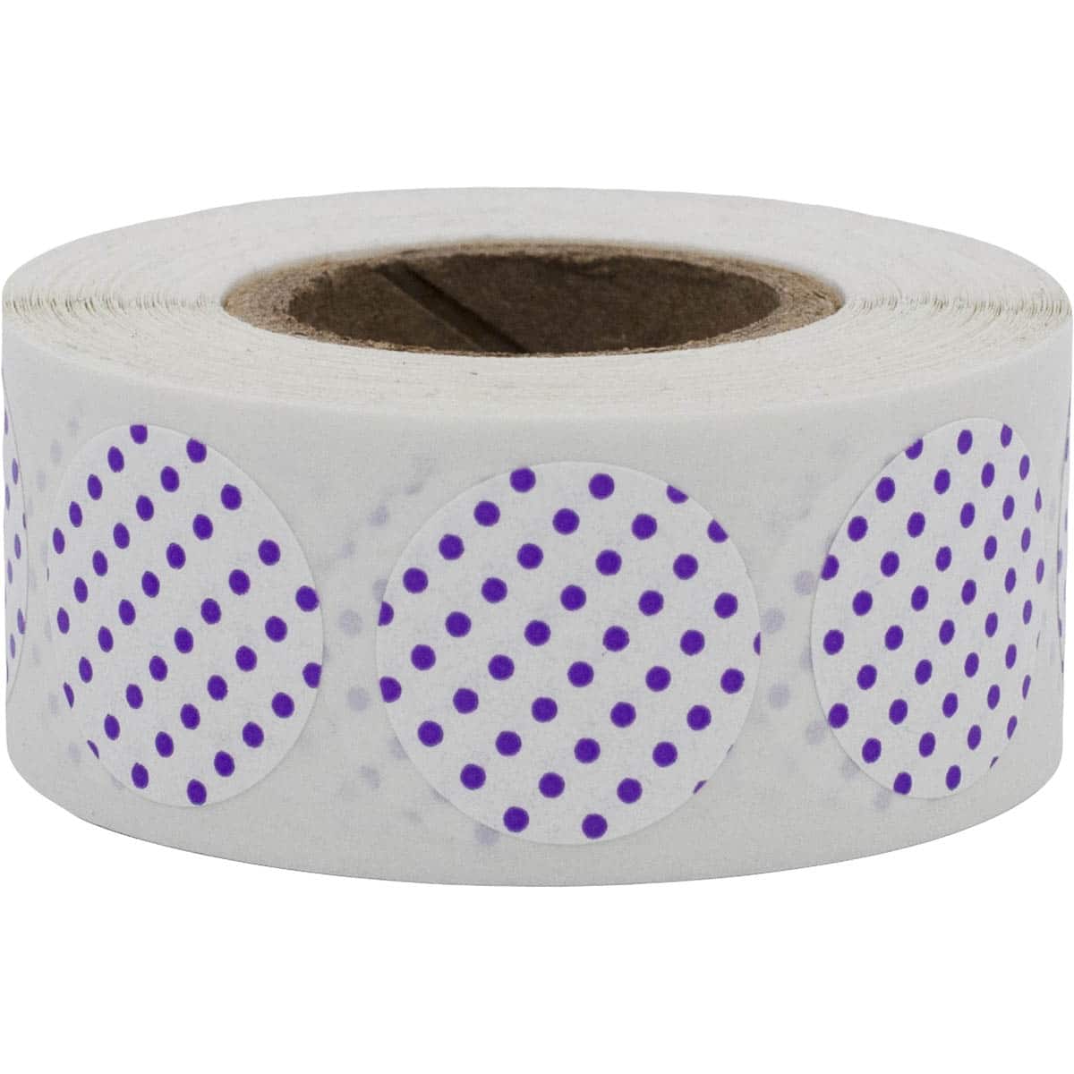 White With Purple Polka Dot Labels 3/4" Round