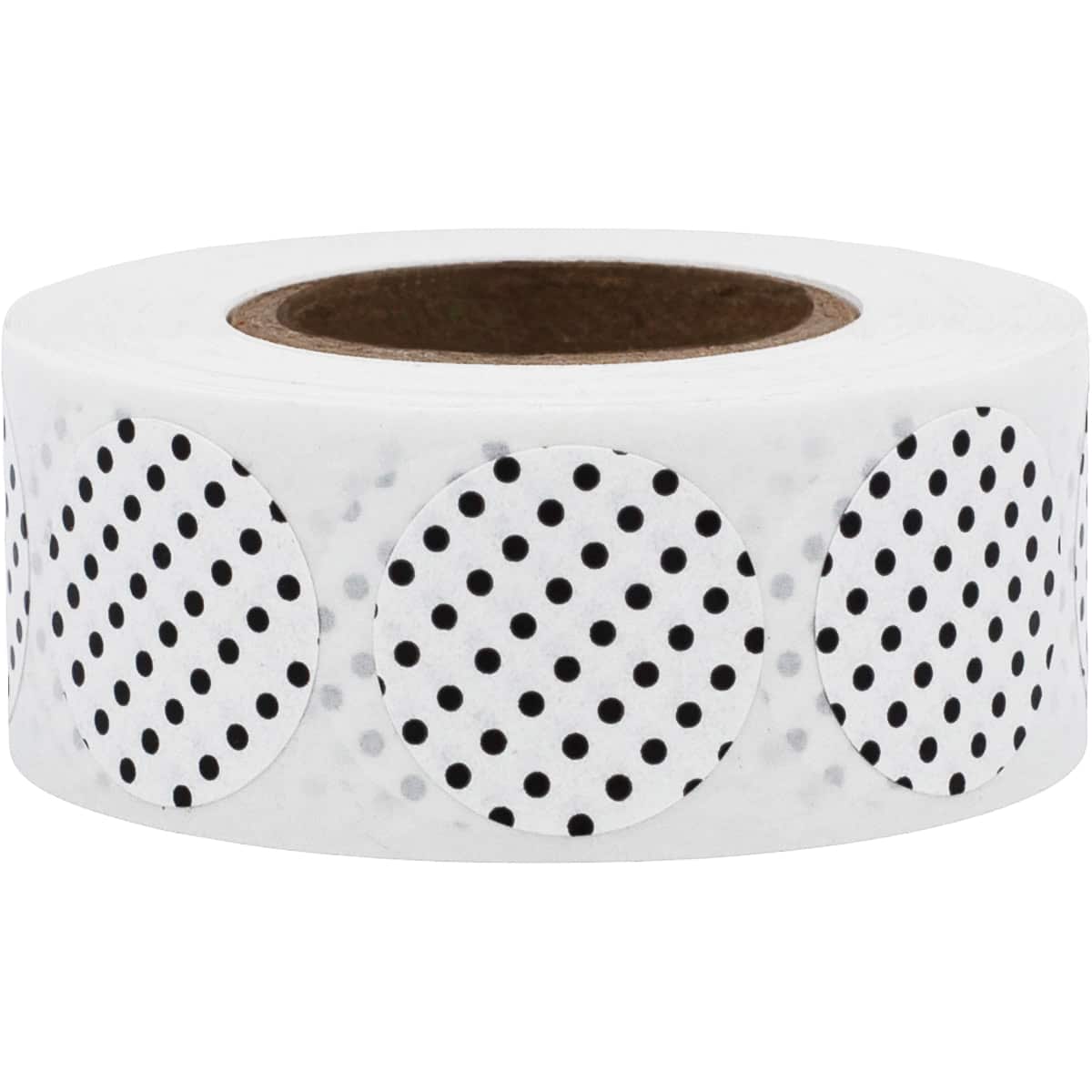 White With Black Polka Dot Labels 3/4" Round