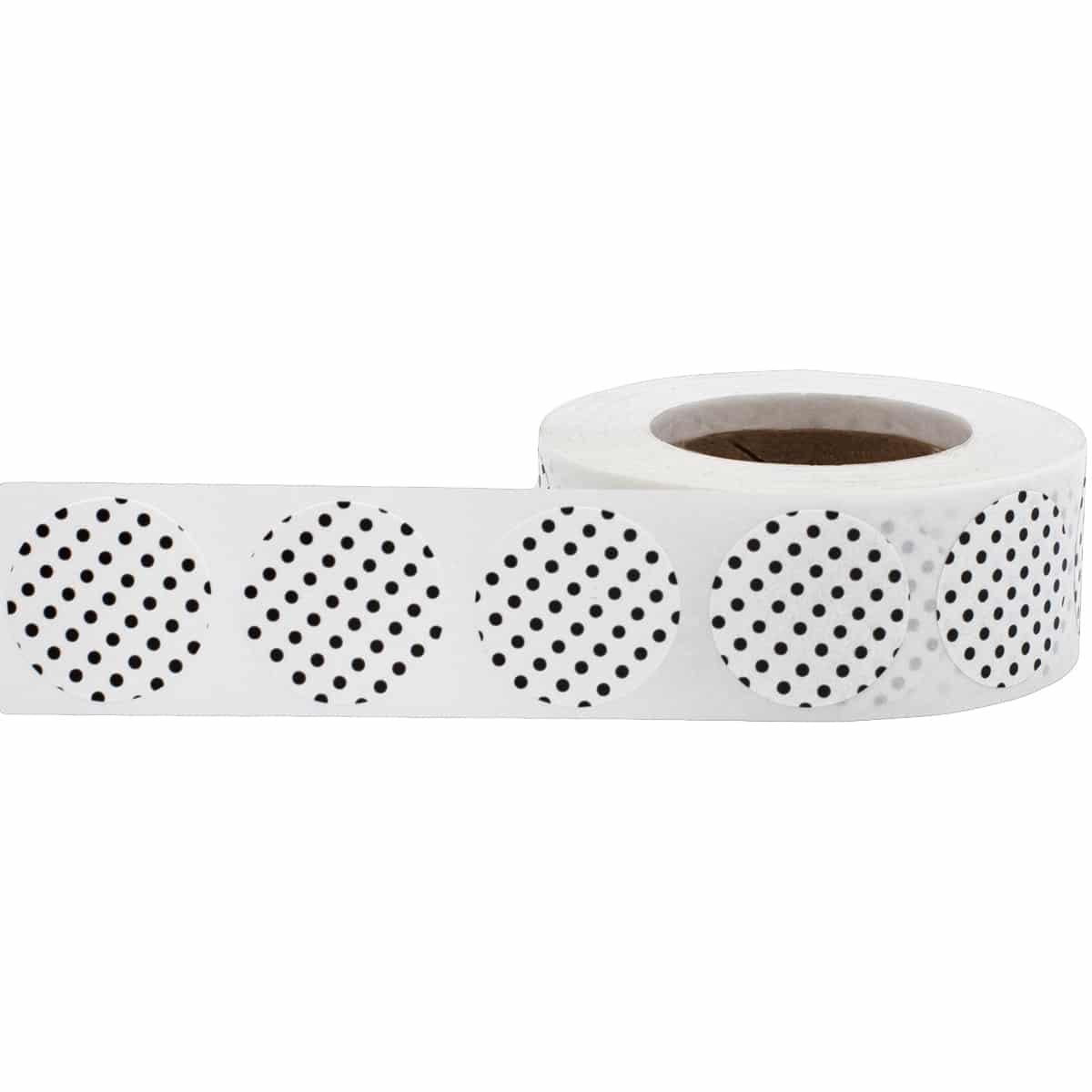 White With Black Polka Dot Labels 3/4" Round