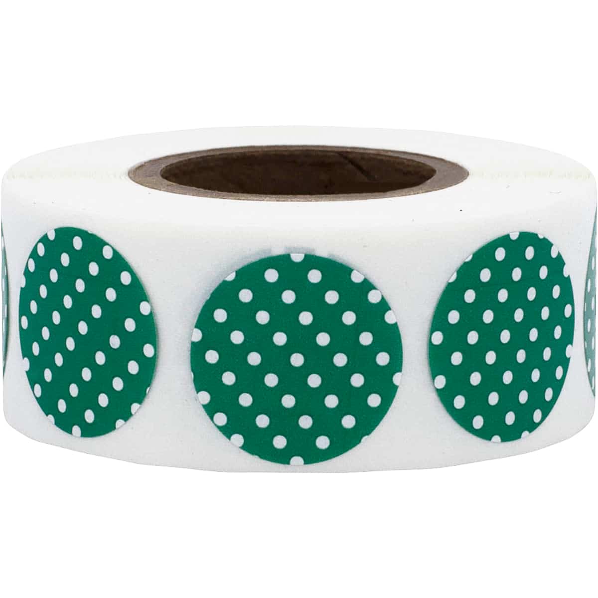 Green With White Polka Dot Labels 3/4" Round