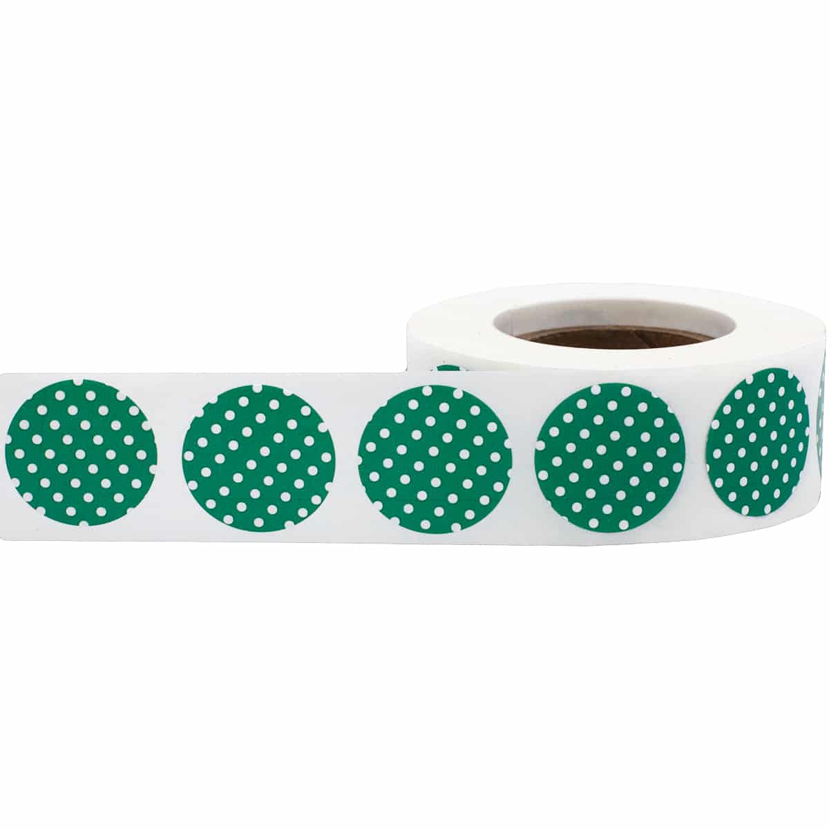 Green With White Polka Dot Labels 3/4" Round