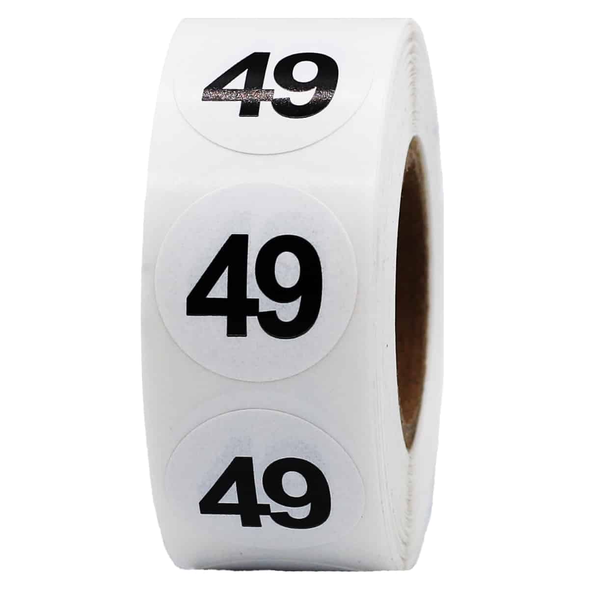 White Number 49 Stickers 3/4"