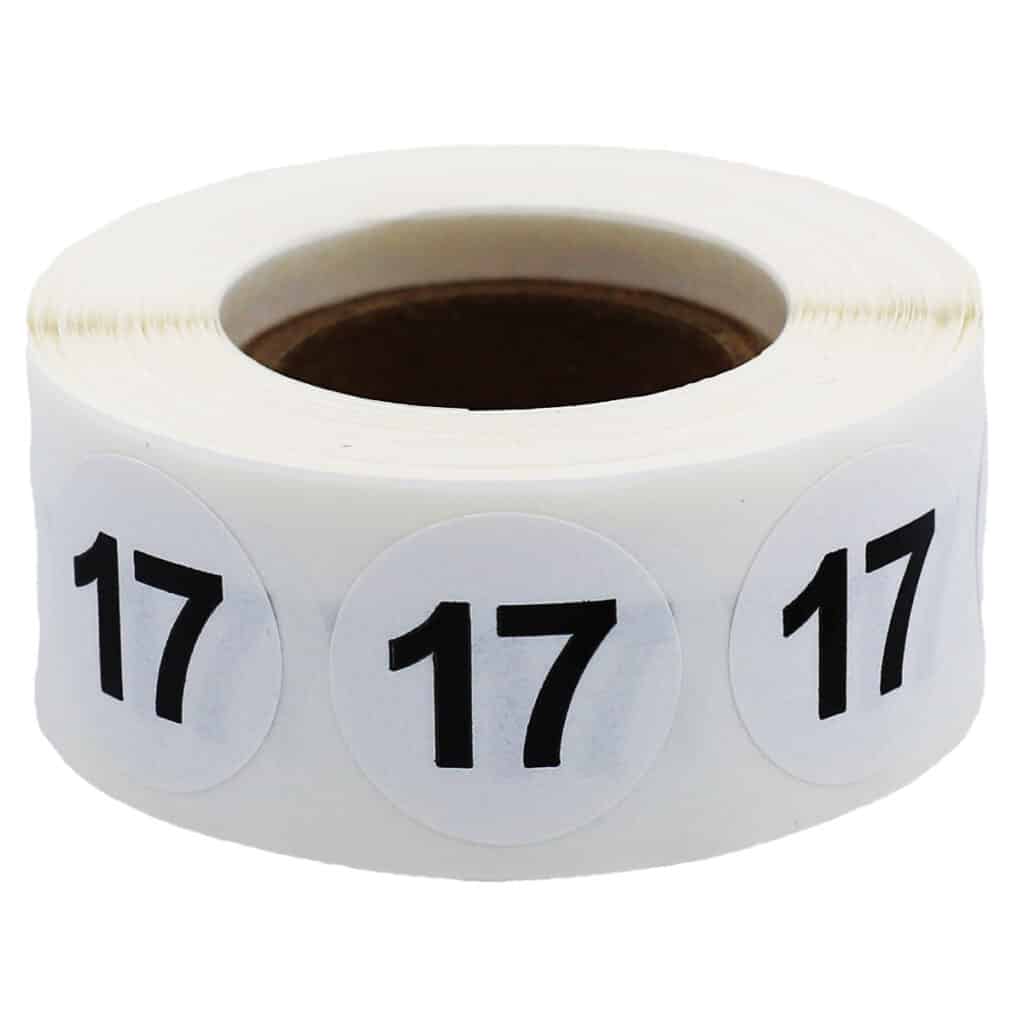 White Number 17 Stickers 3/4