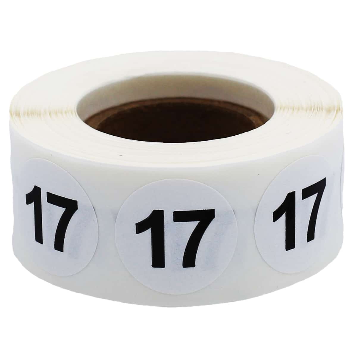 White Number 17 Stickers 3/4"