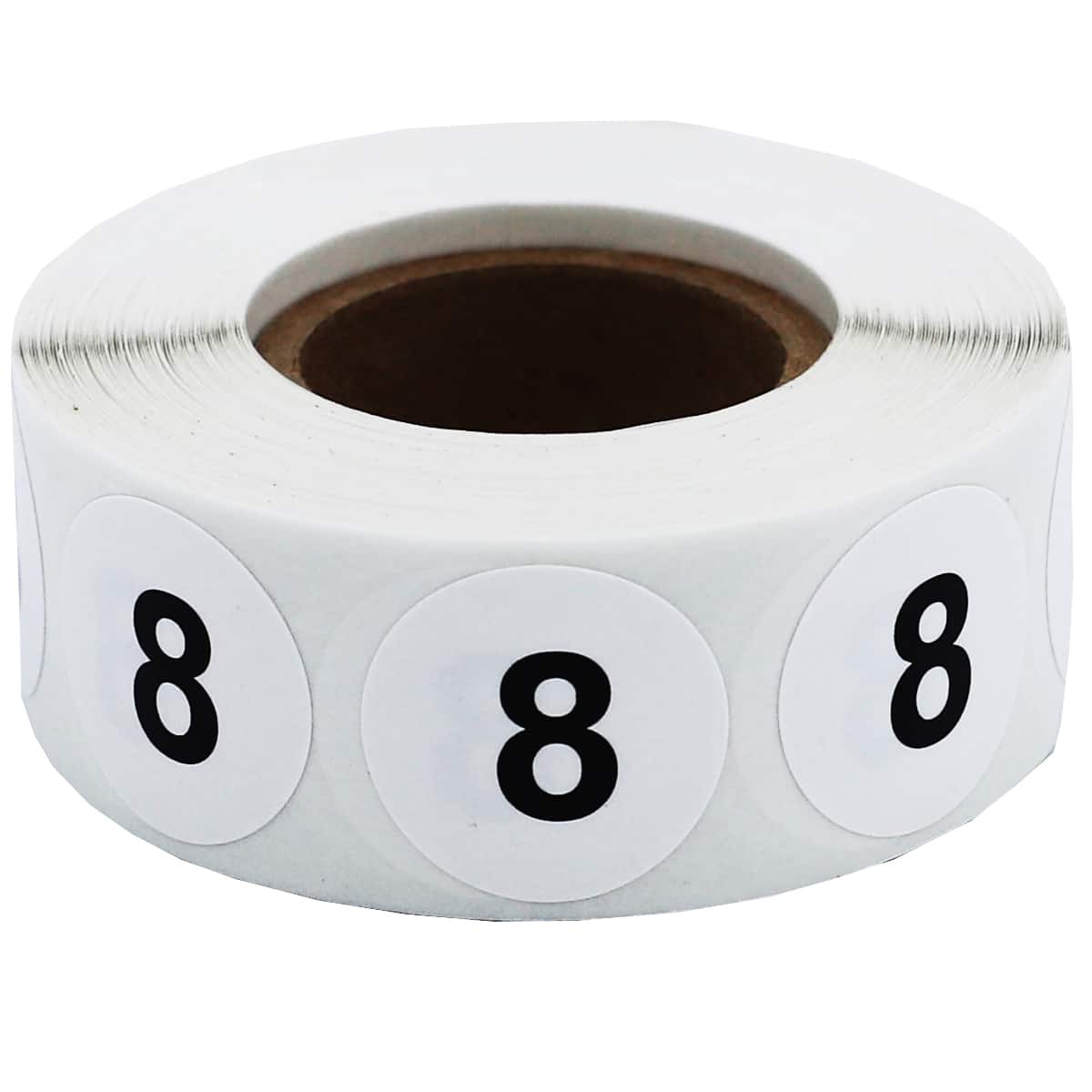 White Number 8 Stickers 3/4"