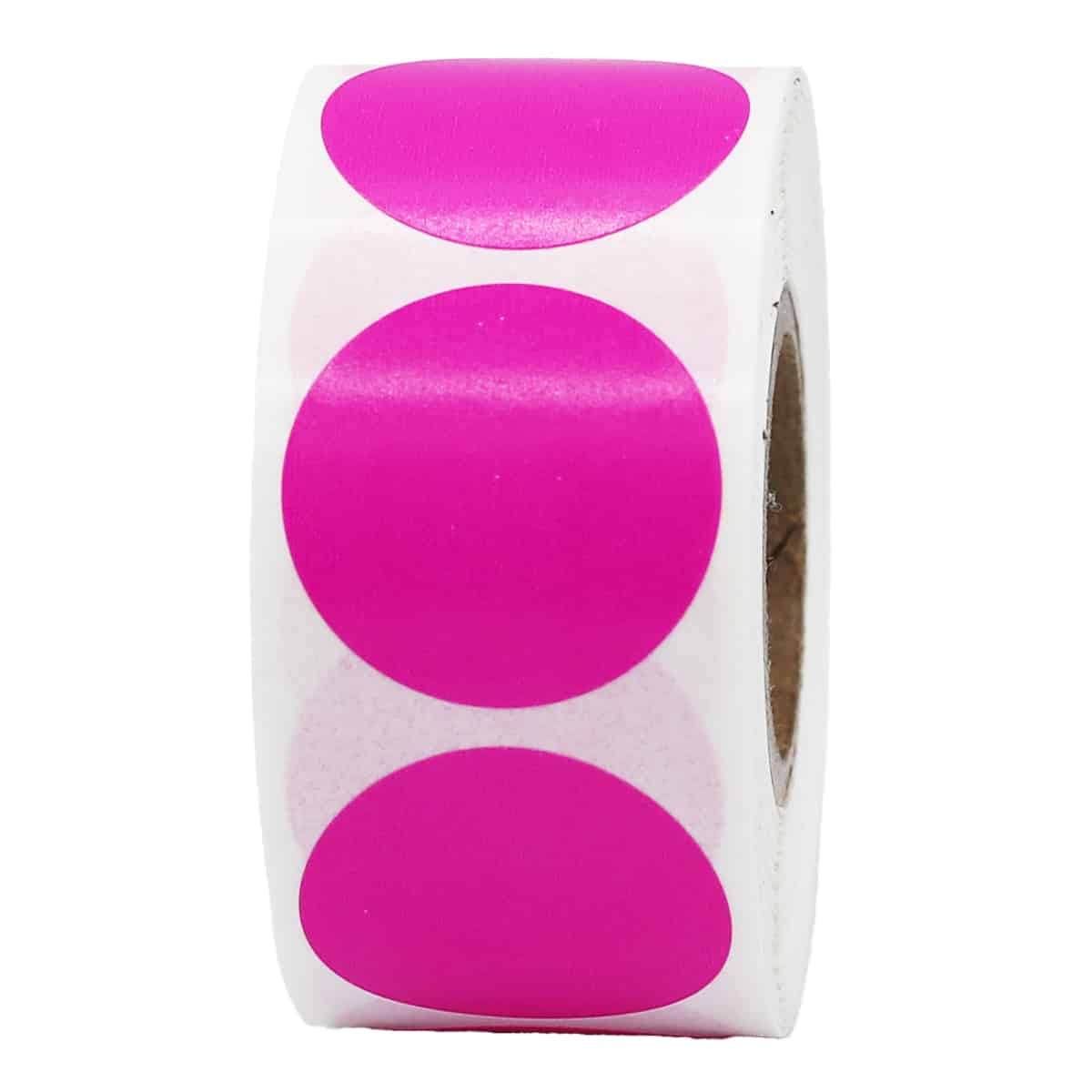 Hot Pink Colored Labels 1" Round