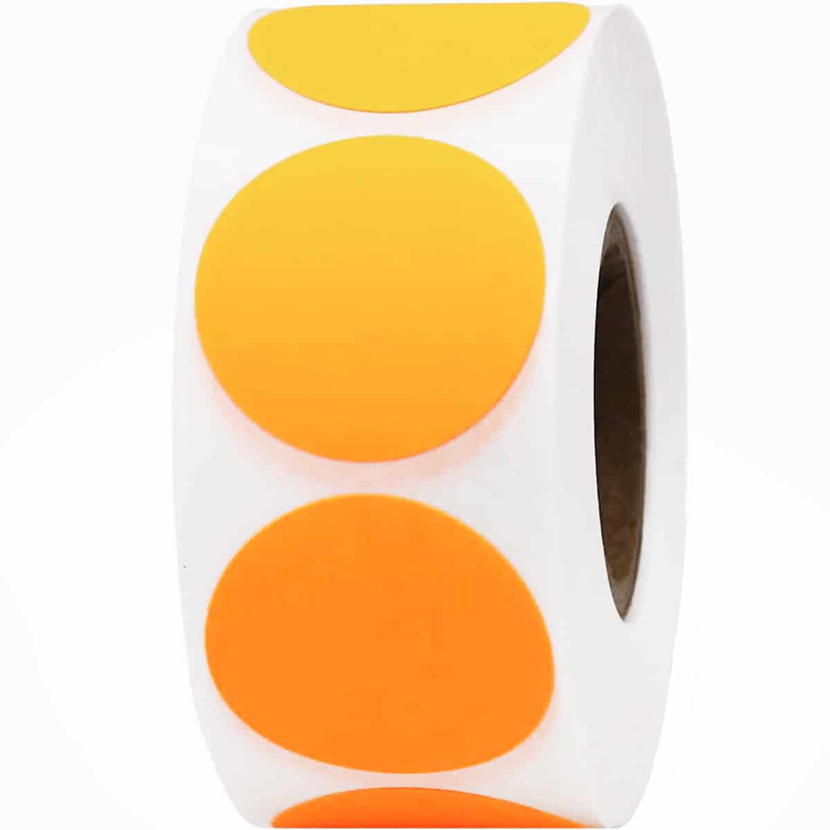 Fluorescent Orange Labels 1" Round