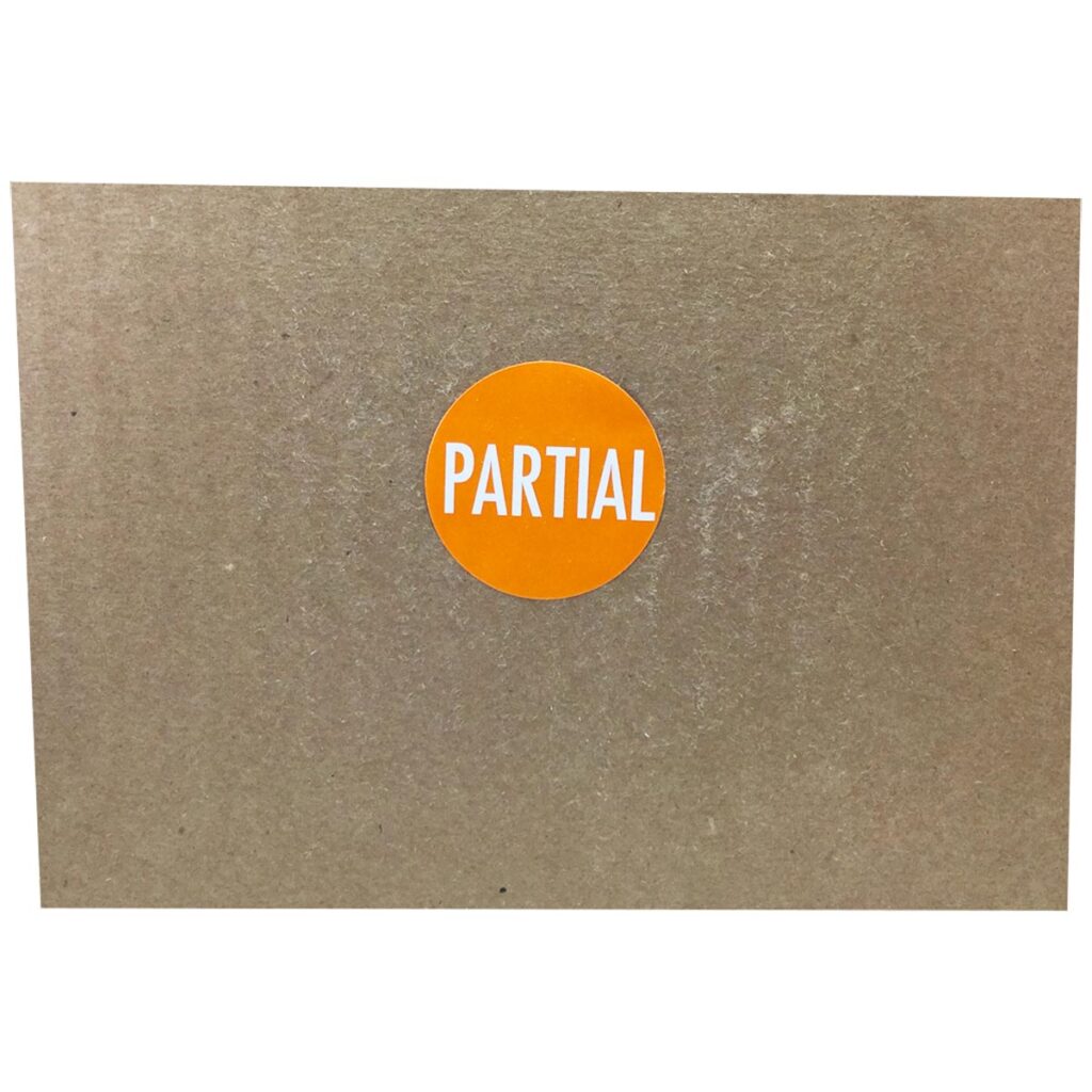 Orange Shipping Labels that Say PARTIAL | 1.5