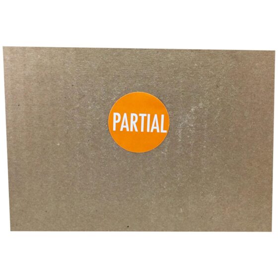 Orange Shipping Labels that Say PARTIAL | 1.5" Round | InStockLabels.com
