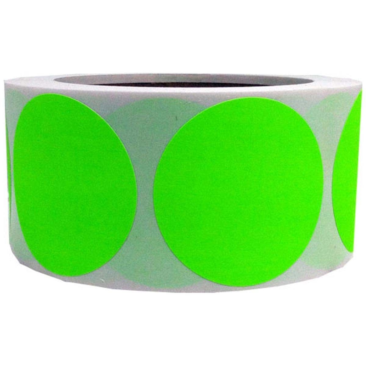 Fluorescent Green Color Code Labels 2" Round