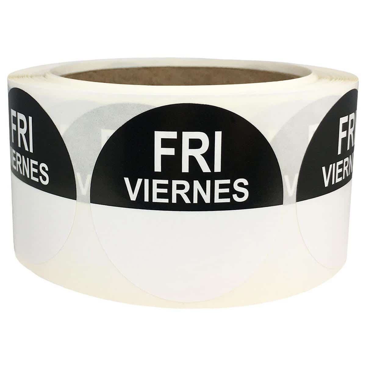 Friday Day Labels English/Spanish Removable/Writable 2" Round