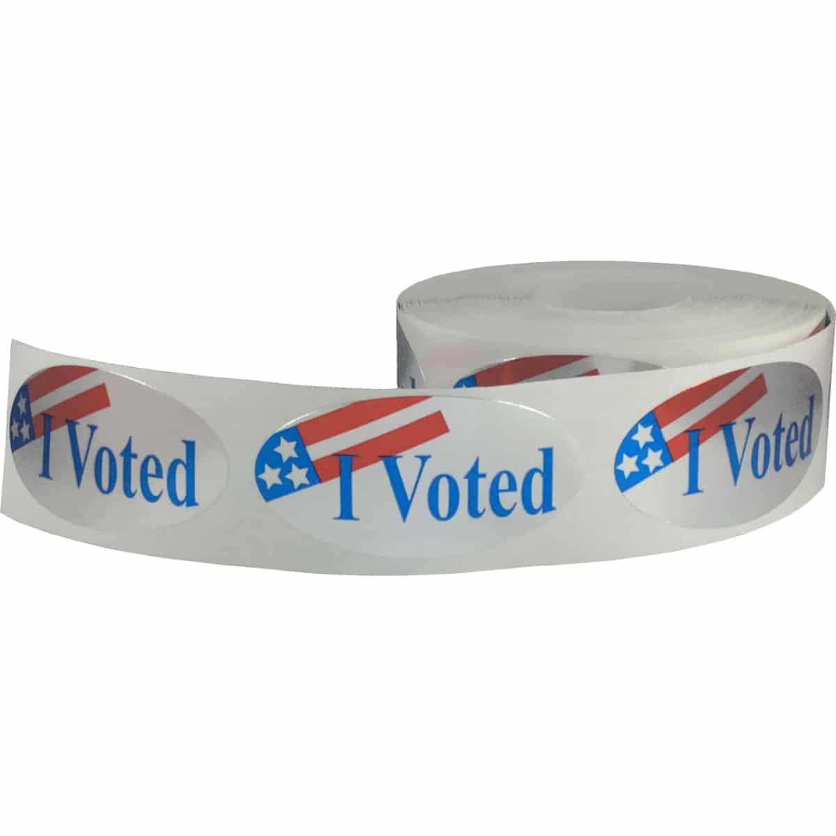 Silver I Voted Stickers Plastic Oval 1" x 2"