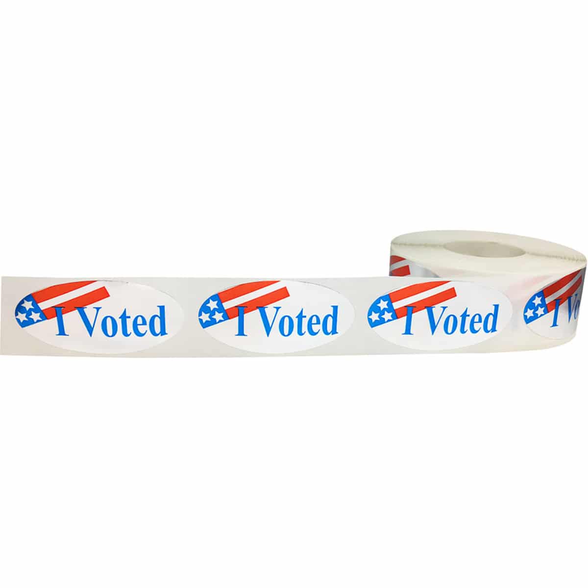 Silver I Voted Stickers Plastic Oval 1" x 2"