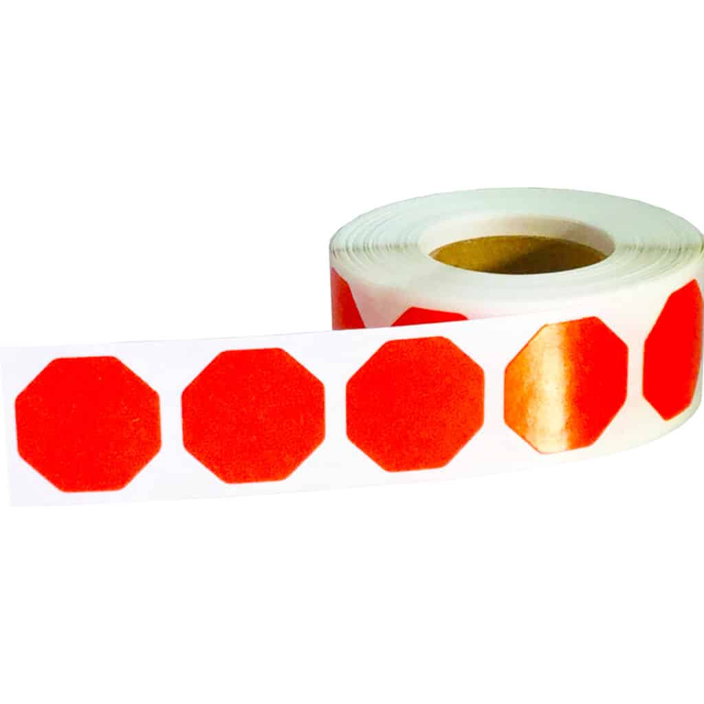 Removable Small Red Octagon Shape Stickers | InStockLabels.com