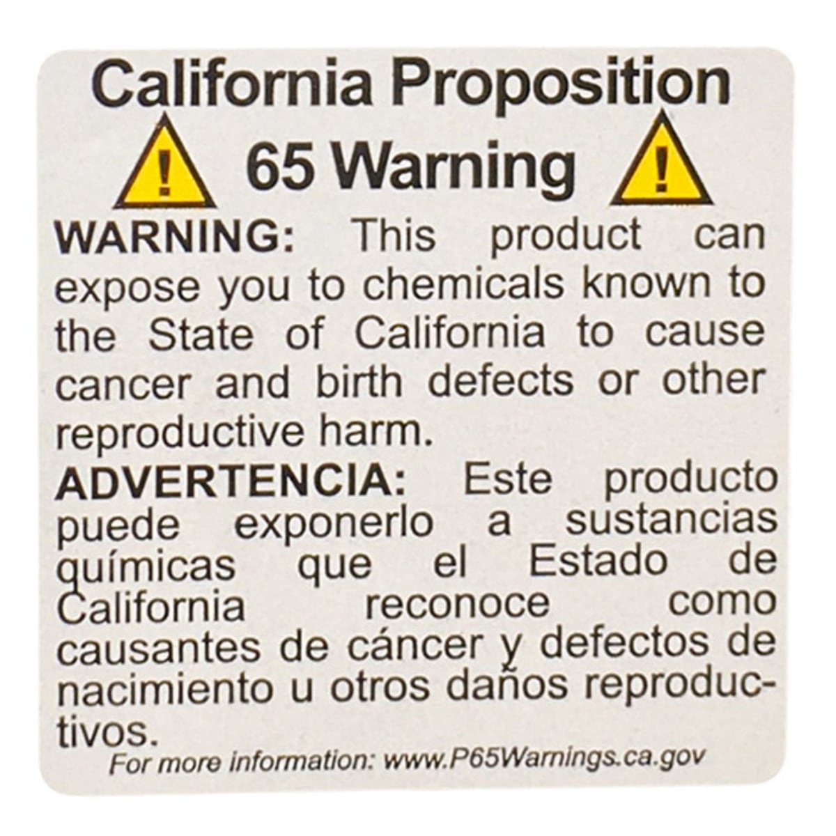 Generic California Prop 65 Labels in English and Spanish