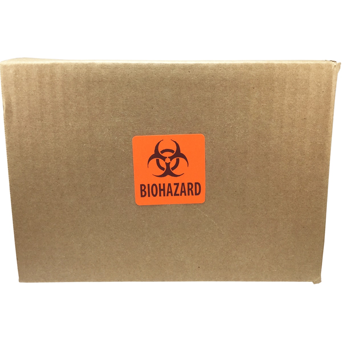 Fluorescent Red Biohazard Warning Labels 2" Square