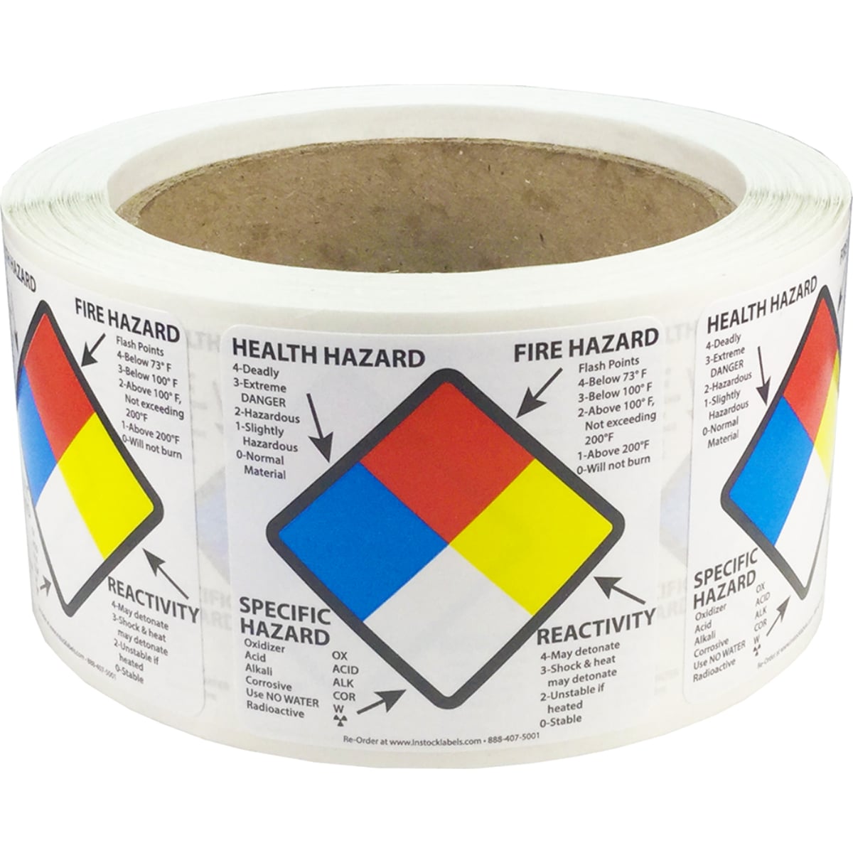 DOT Right To Know Specific Health Fire Reactivity Hazard Labels 2" Square