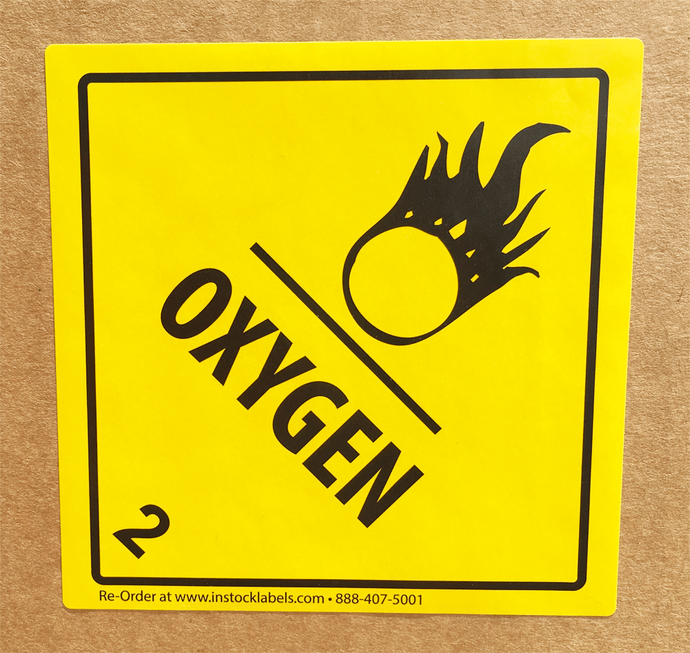 Oxygen Hazard D.O.T Class 2 Warning Labels