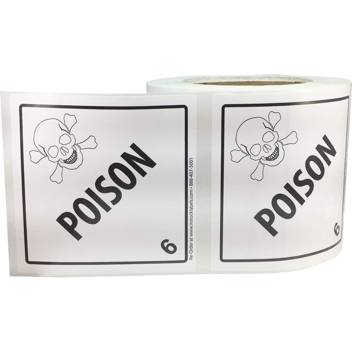 Poison Warning Labels Class 6 D.O.T. with Poison Logo