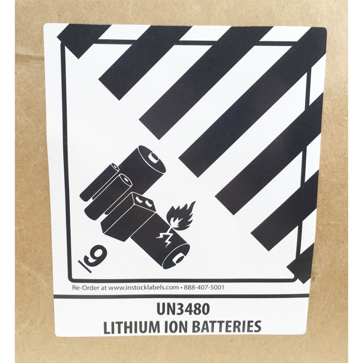 Lithium Ion Batteries UN3480 Hazard DOT Labels Class 9