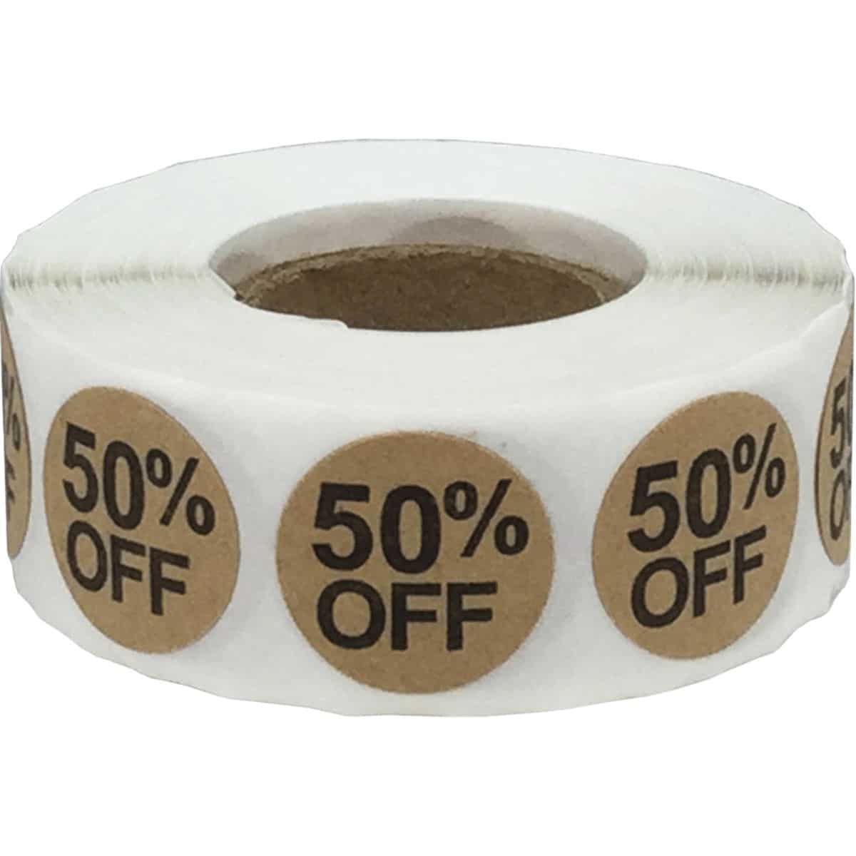 50 Percent Off Brown Kraft Labels 3/4"