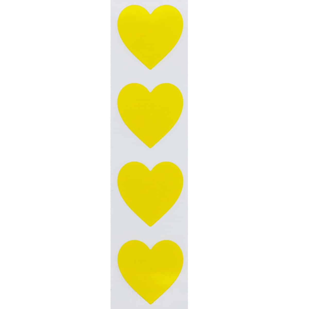 Yellow Heart Stickers 1" Inch