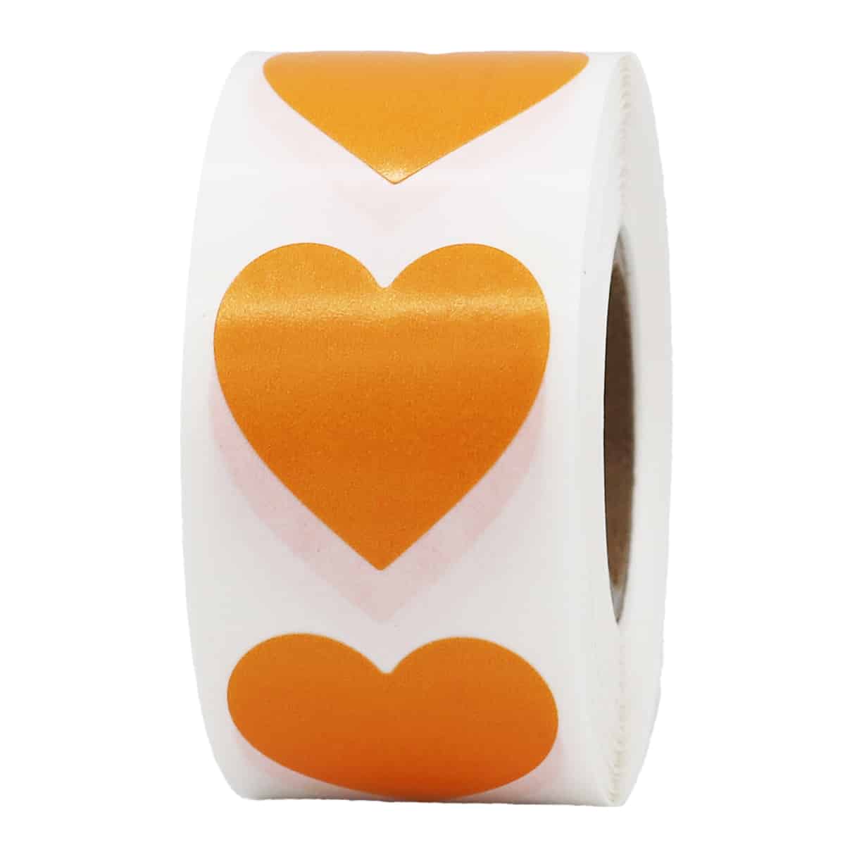 Orange Heart Stickers 1" Inch