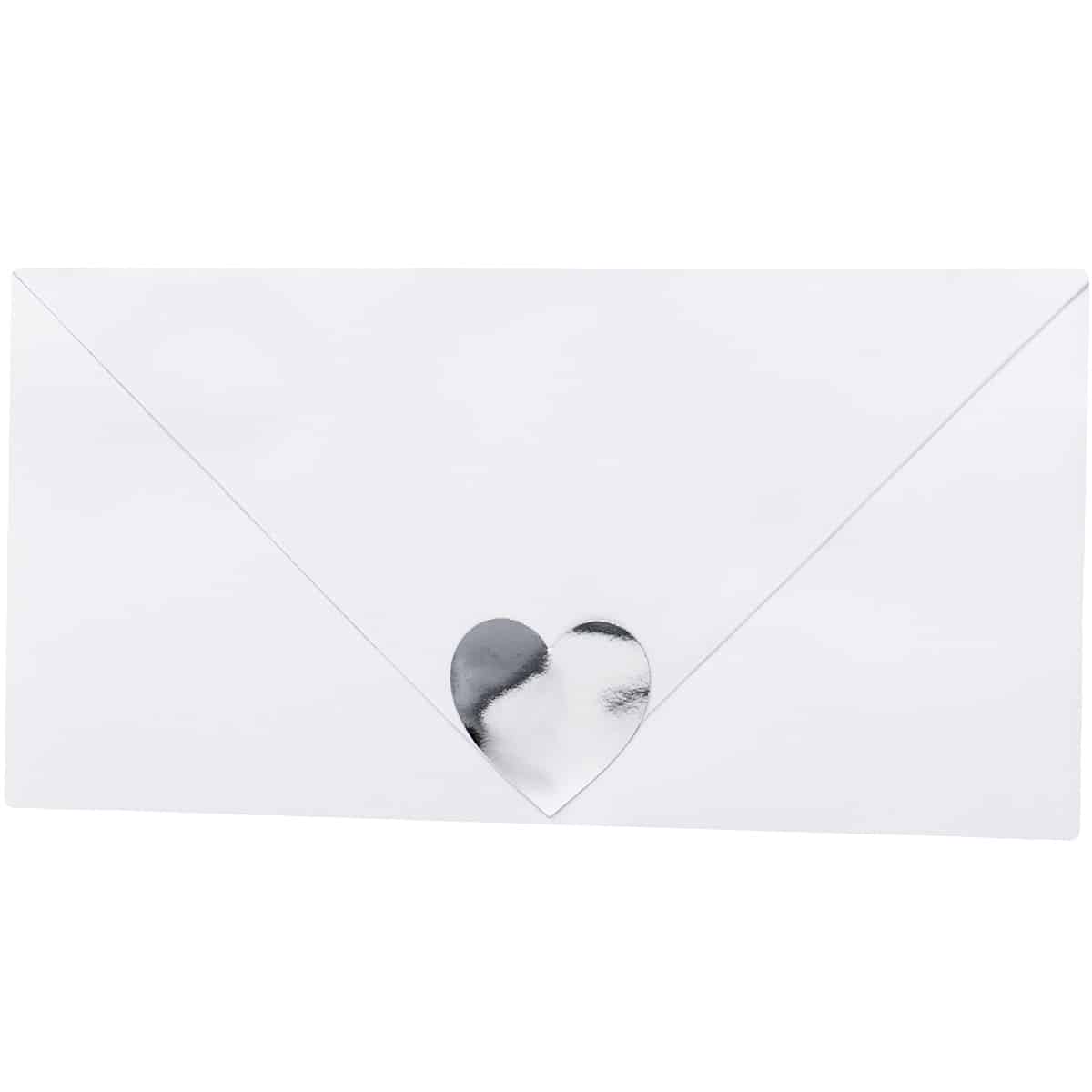 Metallic Silver Heart Stickers 1" Inch