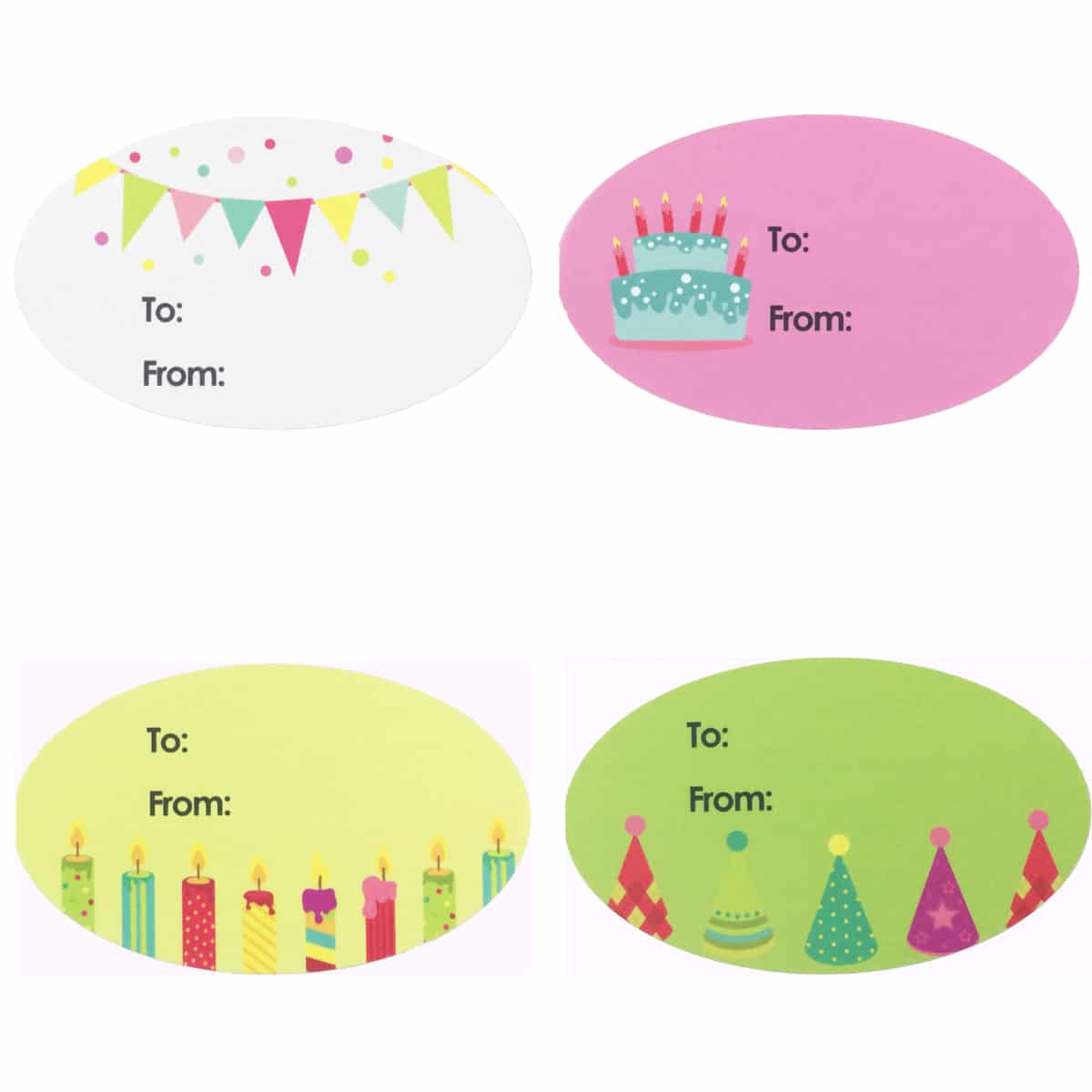 Fun Birthday Present Gift Tag Stickers | 4 Designs 1.5" x .2.5" - Holiday