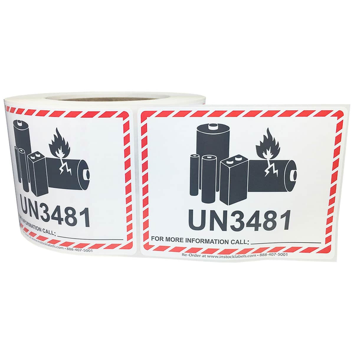 Caution Lithium Battery UN3481 Warning Labels