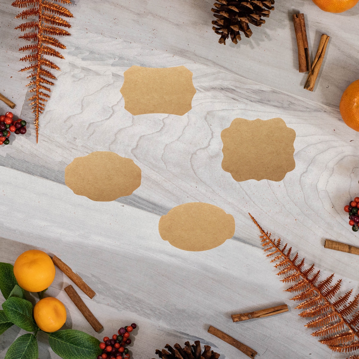 QTY 100 Holiday Kraft Gift Tags In Various Shapes