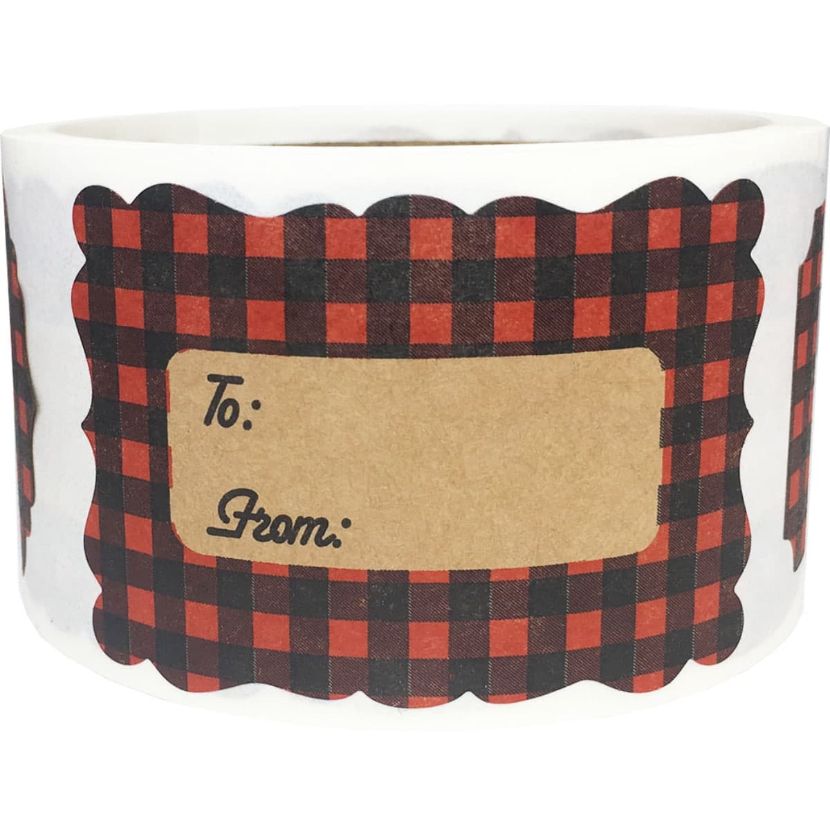 Red Plaid Kraft Adhesive Gift Tags QTY 25