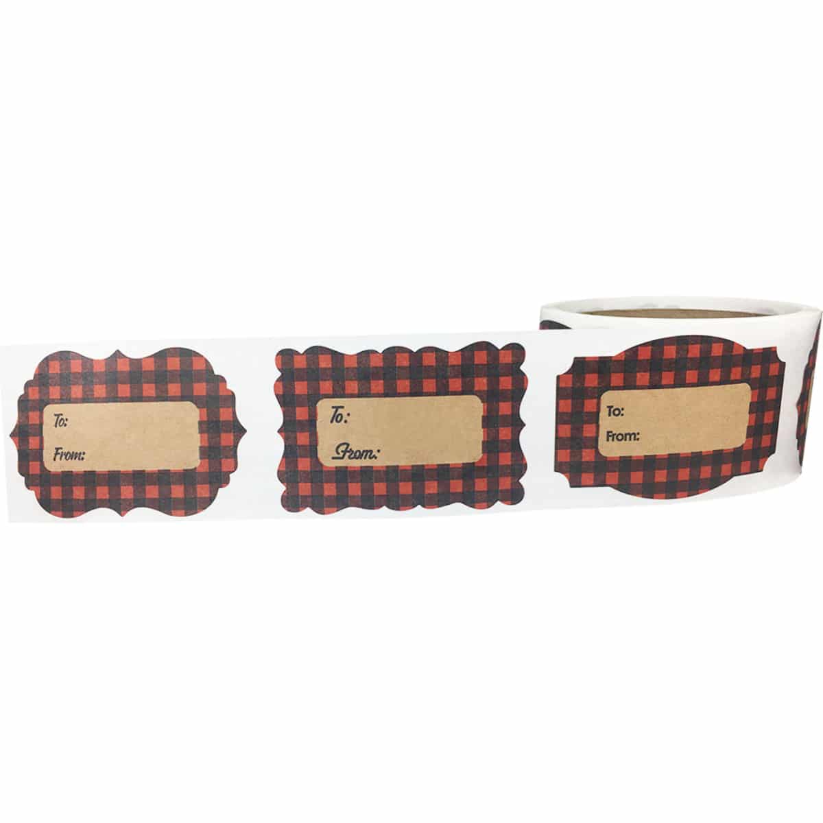 QTY 100 Red Buffalo Plaid Holiday Kraft Gift Tags