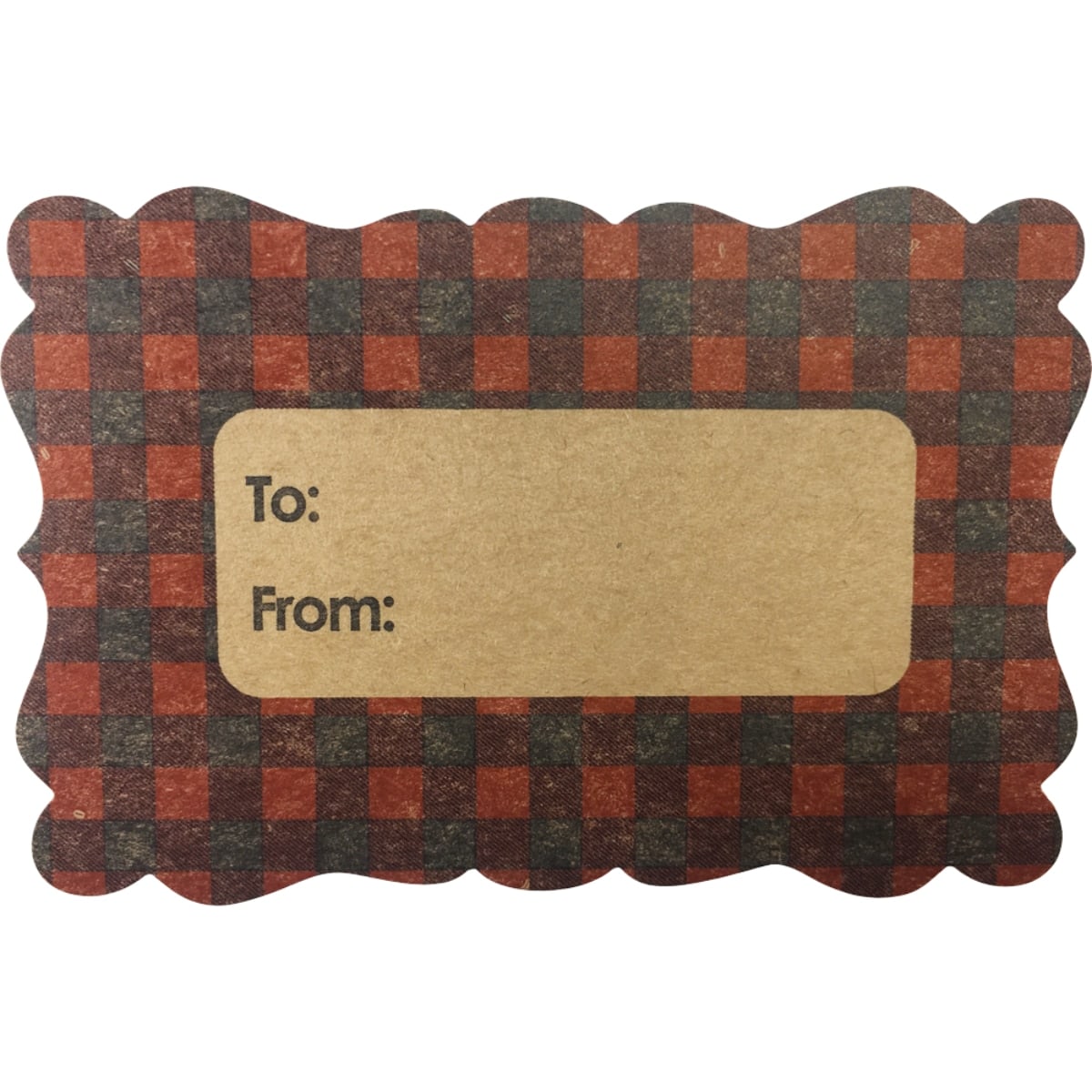 Red Plaid Kraft Adhesive Gift Tags QTY 25