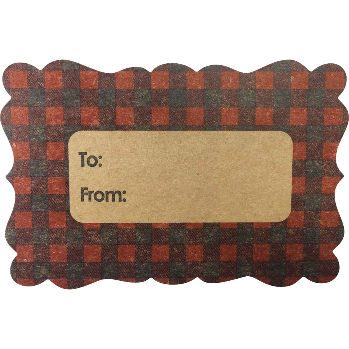 QTY 100 Red Buffalo Plaid Holiday Kraft Gift Tags