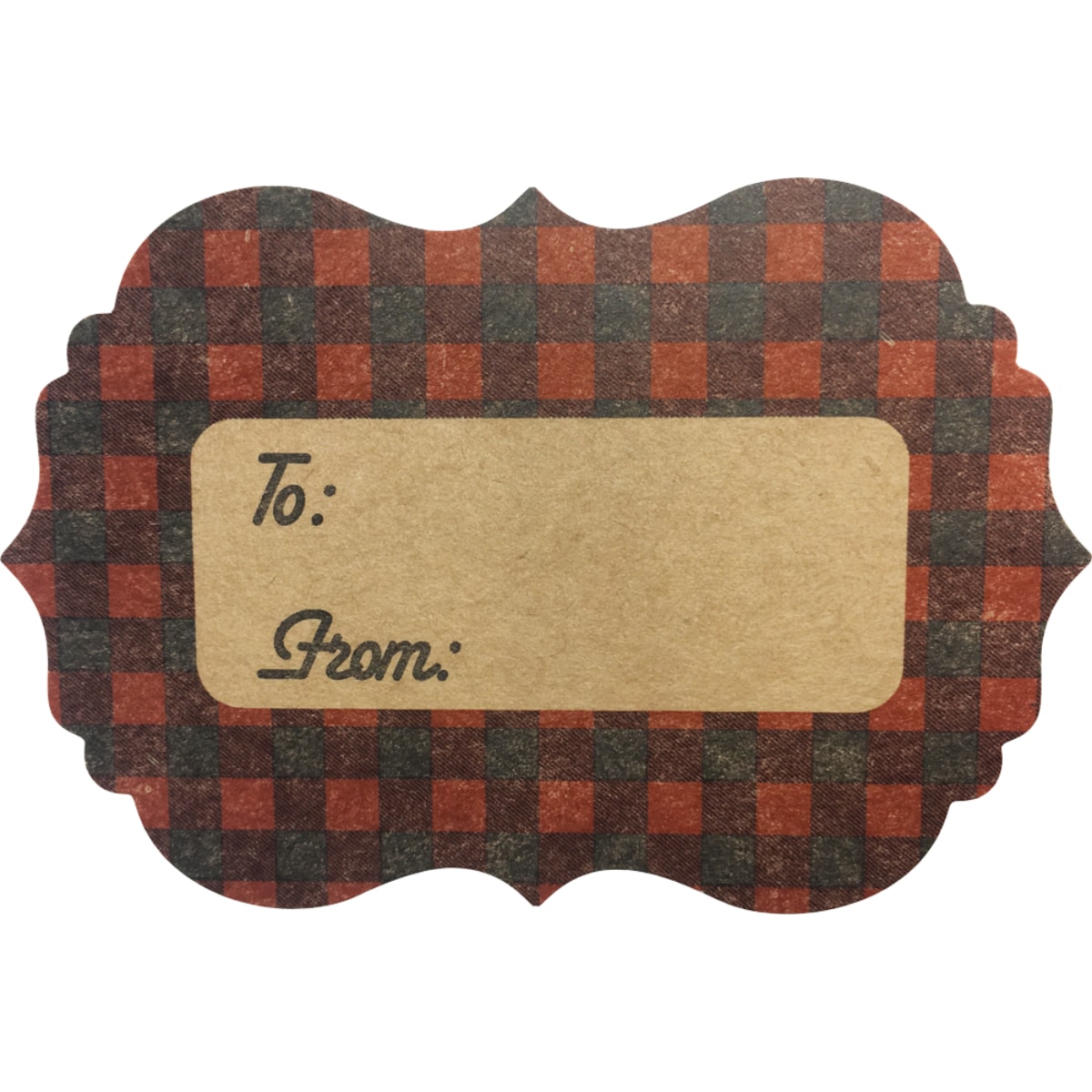 QTY 100 Red Buffalo Plaid Holiday Kraft Gift Tags