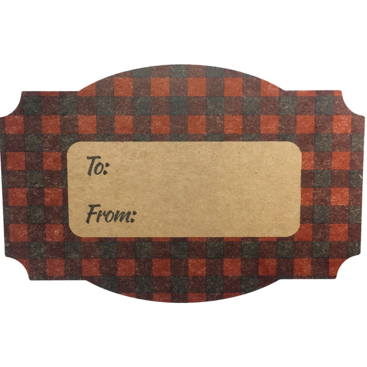 Red Plaid Kraft Adhesive Gift Tags QTY 25